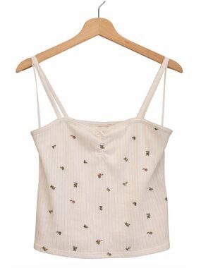 Levi's White Ribbed Floral Tank Top